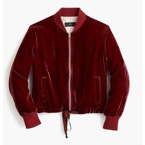 J. Crew Burgundy Velvet Cropped Bomber Jacket